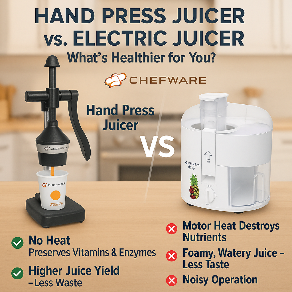 Chefware Deluxe Black Juicer – Aluminum Hand Press for Citrus Fruits & Vegetables | Big Size | Made in India