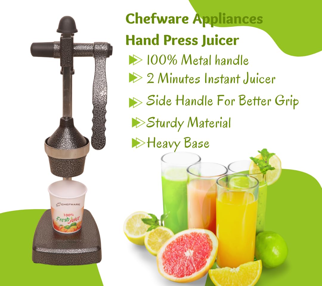Chefware Deluxe Aluminum Hand Press Juicer – Antique Silver | Made in India