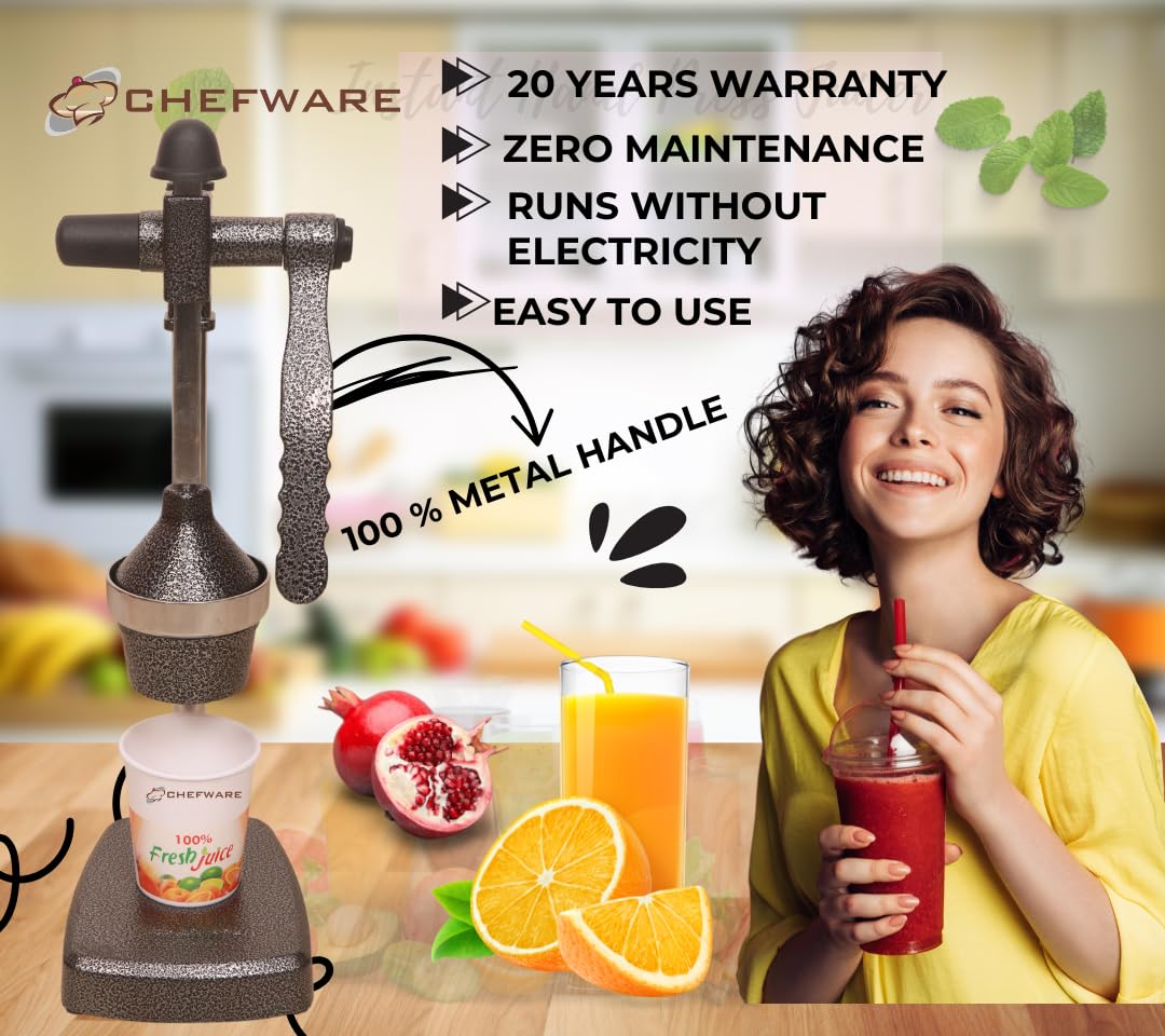 Chefware Deluxe Aluminum Hand Press Juicer – Antique Silver | Made in India