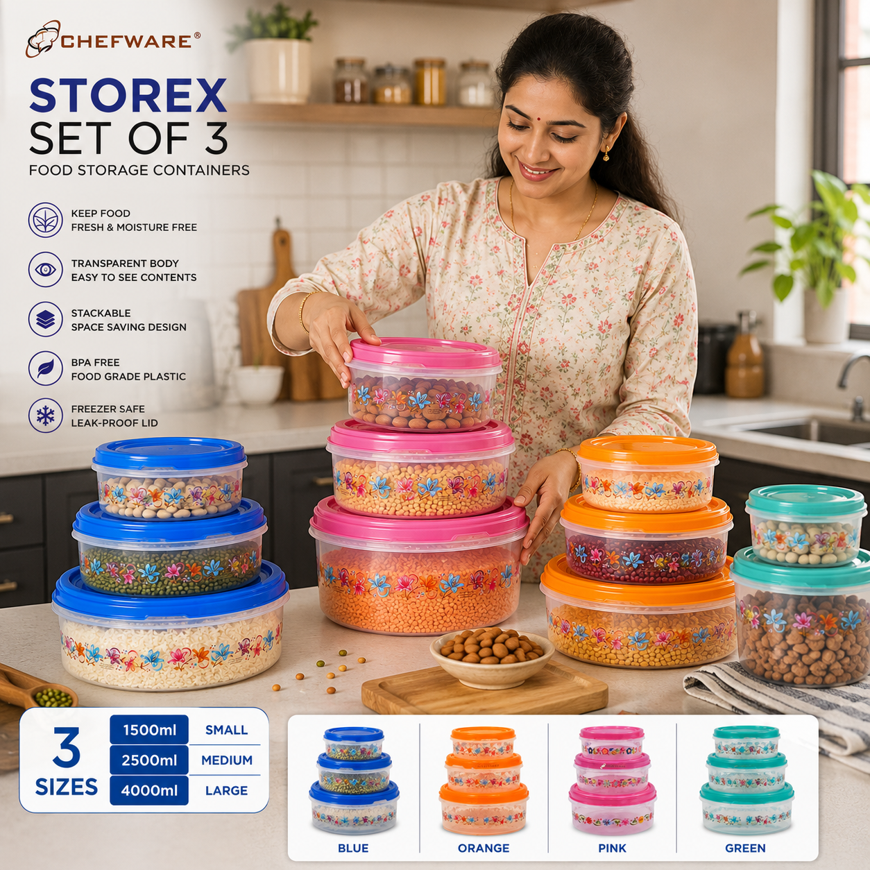 Chefware Storex Premium Food Storage Container Set (3 Pieces)