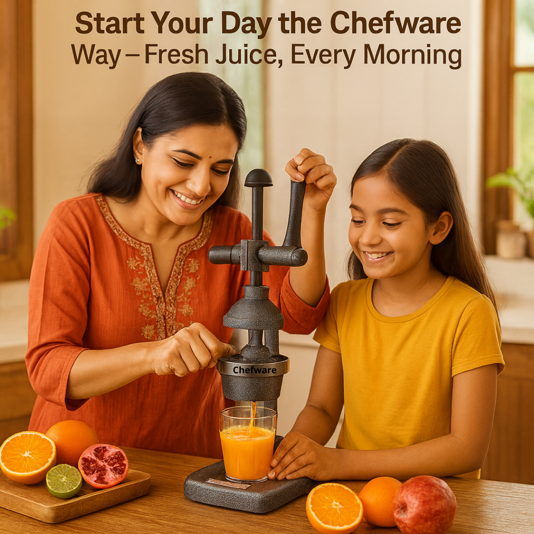 Chefware Juice Pro – Aluminum Hand Press Juicer for Fruits & Vegetables | Made in India | Antique Silver