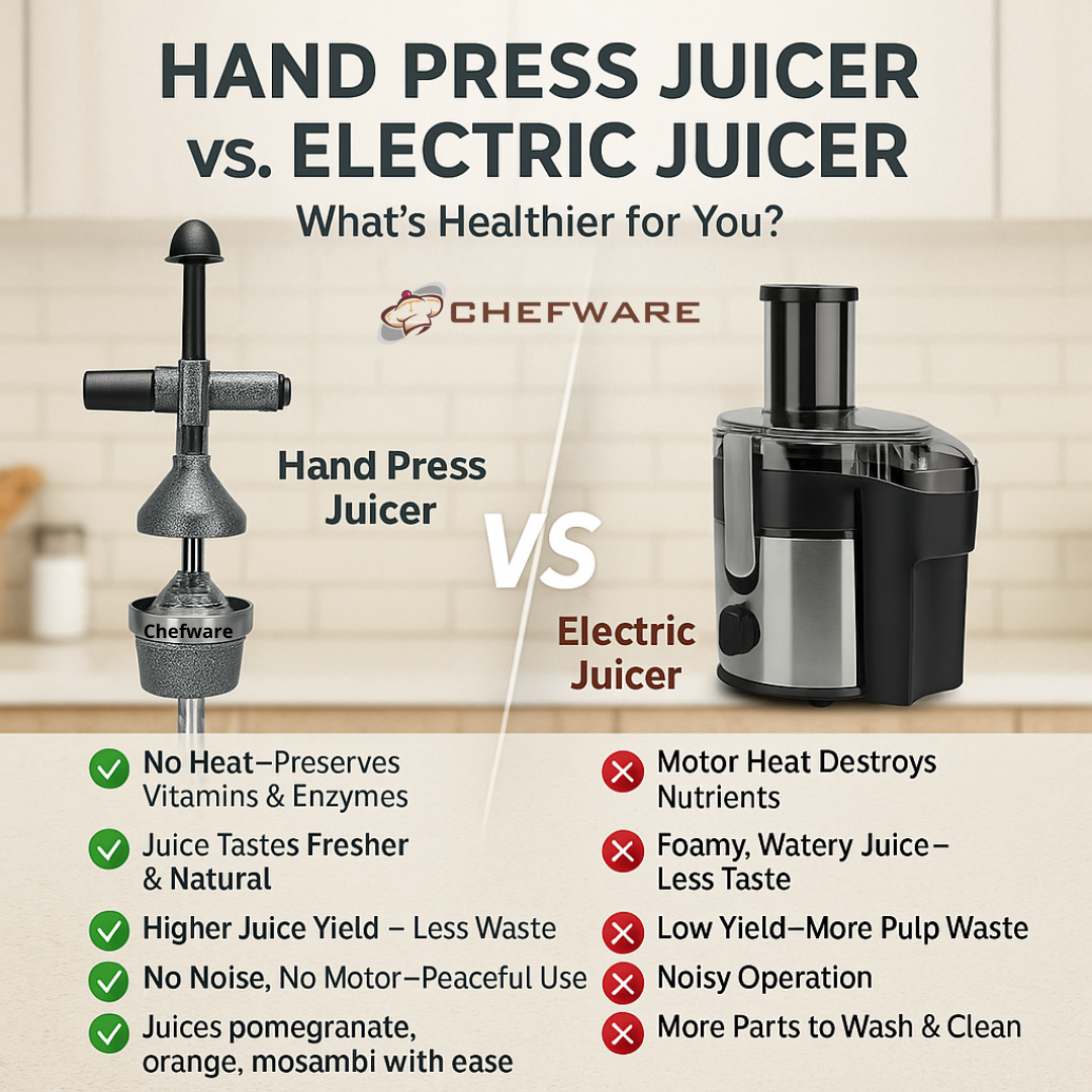 Chefware Juice Pro – Aluminum Hand Press Juicer for Fruits & Vegetables | Made in India | Antique Silver