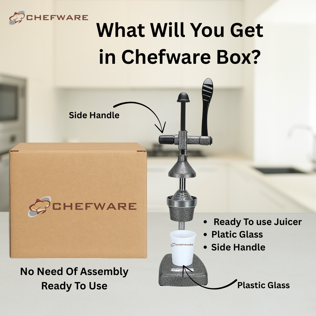 Chefware Juice Pro – Aluminum Hand Press Juicer for Fruits & Vegetables | Made in India | Antique Silver