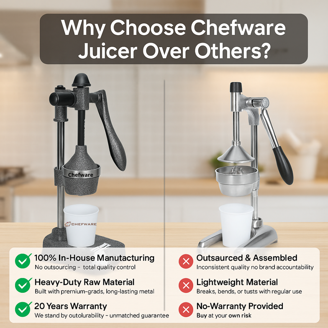Chefware Juice Pro – Aluminum Hand Press Juicer for Fruits & Vegetables | Made in India | Antique Silver