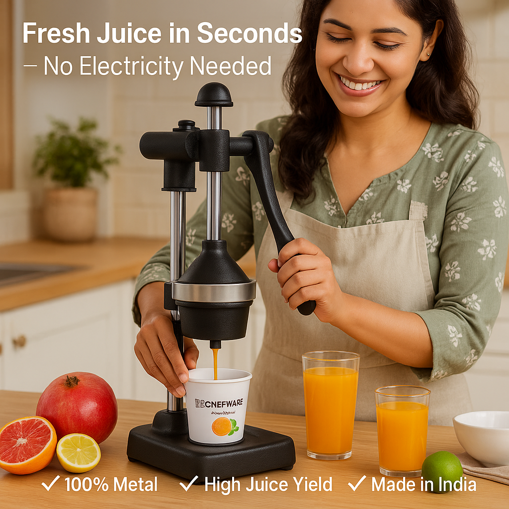 CHEFWARE Juice Pro – Heavy-Duty Aluminum Hand Press Juicer (Black, Made in India)
