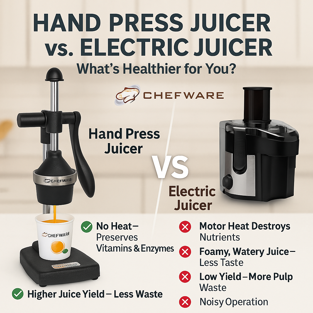 CHEFWARE Juice Pro – Heavy-Duty Aluminum Hand Press Juicer (Black, Made in India)
