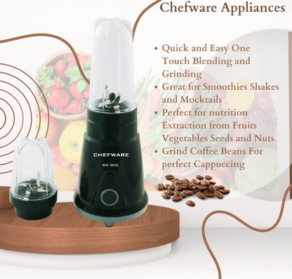Chefware Appliances Nutri-Blend, 22000 RPM Mixer-Grinder, Blender, SS Blades, 2 Unbreakable Jars, 2 Years Warranty, 450 W-Black,, (Black)