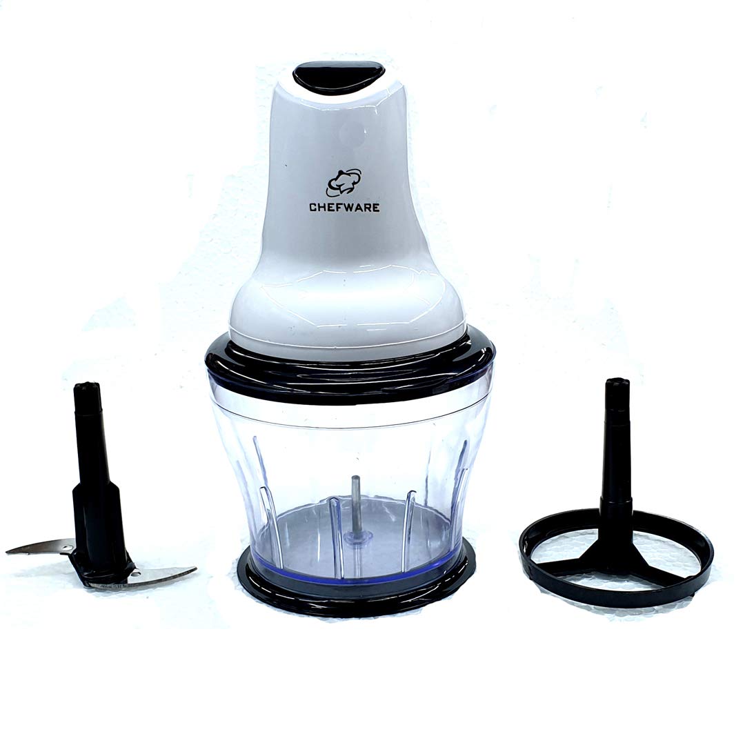 Chefware Polo Electric 250 watt Vegetable and Fruit Chopper, 300W Copper Motor, White and Black (Black and White, 1200ml)