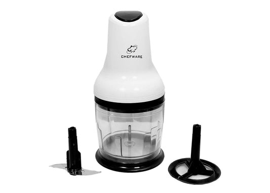 Chefware Polo Electric 250 watt Vegetable and Fruit Chopper, 300W Copper Motor, White and Black (Black and White, 500ML)