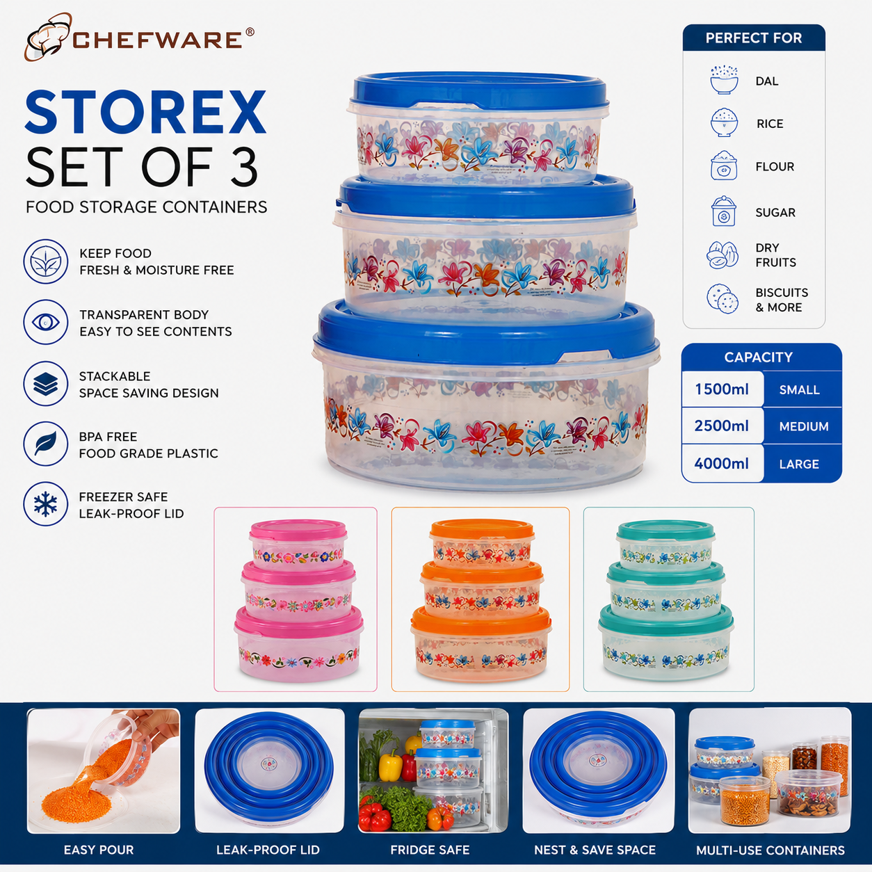 Chefware Storex Premium Food Storage Container Set (3 Pieces)