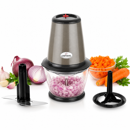 Chefware Apex Electric Food Chopper with Whisk Attachment | One-Touch Chopper