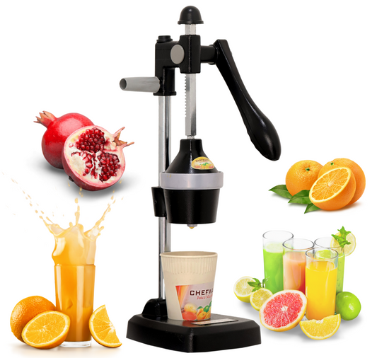 CHEFWARE Aluminum Instant Hand Press Citrus Fruits and Vegetable Juicer, Big, Black,100% Made In India (Deluxe)